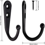 10pcs Black Wall Hooks with Screws, Coat Hangers