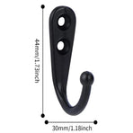 10pcs Black Wall Hooks with Screws, Coat Hangers