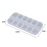 12-compartment transparent storage box, 13 x 5 cm - Front View