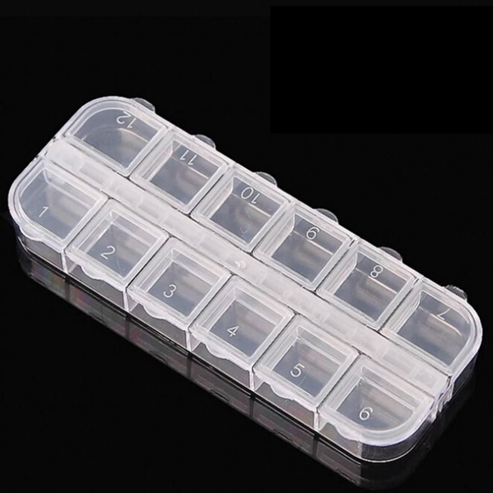 12-compartment transparent storage box, 13 x 5 cm