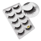 5-pair 3D faux mink false eyelashes G700, black