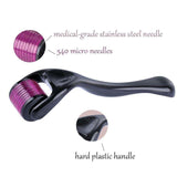 Skin Roller Microneedling Derma Roller for Skin Stimulation, Black - Top-Down View
