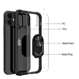 iPhone 12 Silicone Shockproof Cover, Black Transparent, Compatible with iPhone 12 Pro - Front View