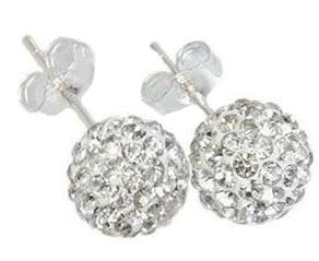 Sparkling Silver Earrings, 10mm