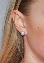 Sparkling Silver Earrings, 10mm