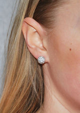 Sparkling Silver Earrings, 10mm - Front View