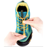 Elastic Lace Shoes with Drawstring, Turquoise, 2 Pairs - Front View