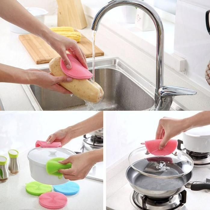 Silicone sponge for dishes, multi-color, with Magnic silicone dish sponge washing scrubber