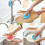 Silicone sponge for dishes, multi-color, with Magnic silicone dish sponge washing scrubber - Side View