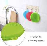 Silicone sponge for dishes, multi-color, with Magnic silicone dish sponge washing scrubber - Rear View