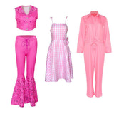 Barbie Jumpsuit Costume Light Pink, Size S for Halloween Cosplay - Close-Up Angle