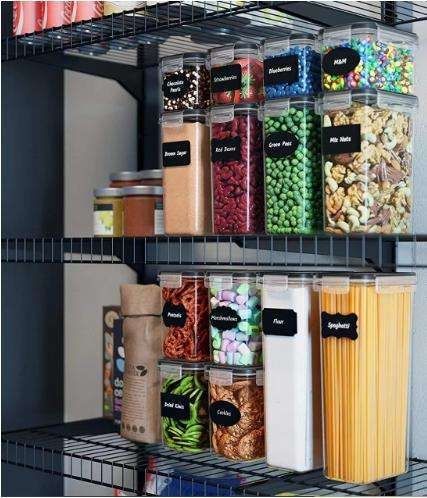 14-Pack Airtight Storage Containers for Organized Pantry, Transparent