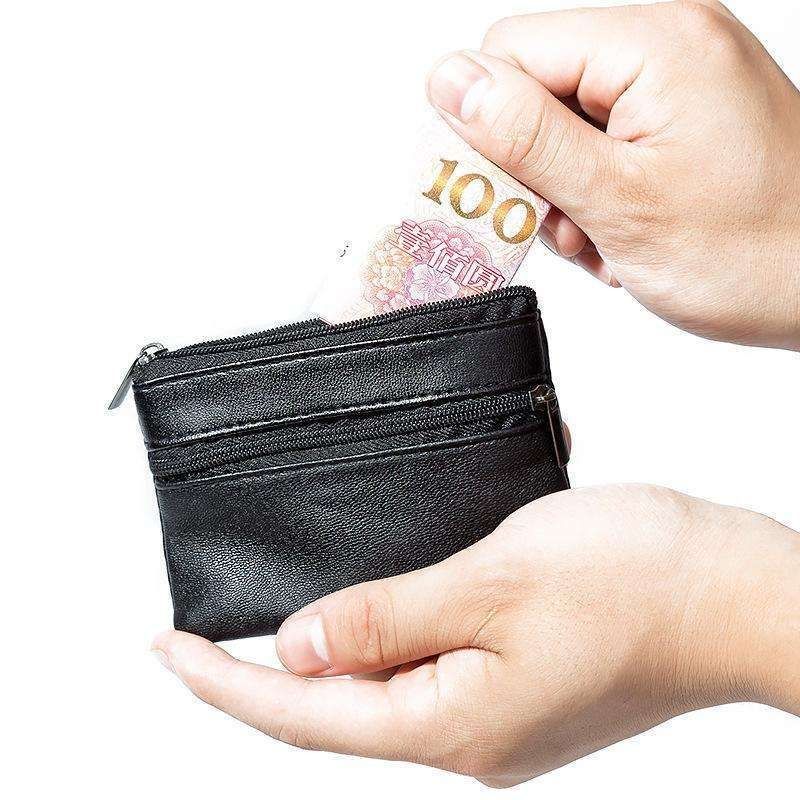 Small Wallet with Zipper Card Holder, Black