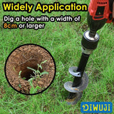 Garden Auger Drill Bit Stainless Steel Hex Shank Planting Tool for Flowers Trees and Shrubs, 8 x 25cm - Top-Down View