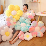 Yellow Flower Floor Pillow Plush Cushion for Kids Reading Nook and TV, 30cm