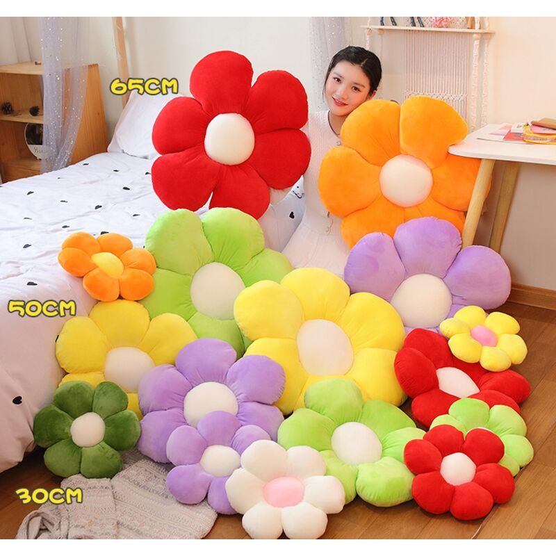 Yellow Flower Floor Pillow Plush Cushion for Kids Reading Nook and TV, 30cm