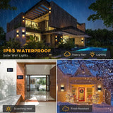 4 Pack Outdoor Solar Wall Lights Warm White IP65 Waterproof Up and Down Lights for Garden Yard Patio Fence - Front View