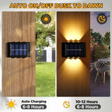 4 Pack Outdoor Solar Wall Lights Warm White IP65 Waterproof Up and Down Lights for Garden Yard Patio Fence - Side View