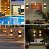 4 Pack Outdoor Solar Wall Lights Warm White IP65 Waterproof Up and Down Lights for Garden Yard Patio Fence - Top-Down View