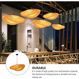 E27 Bamboo Rattan Pendant Light Vintage Adjustable Woven Chandelier for Dining Office Cafe, 40cm - Side View