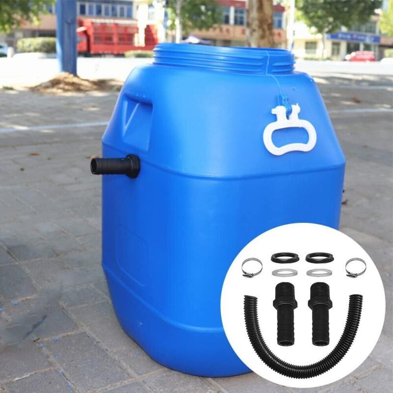 Rain Barrel Connection Hose Kit with 2 Hose Sockets and Locknut, 50cm Hose 25mm Socket