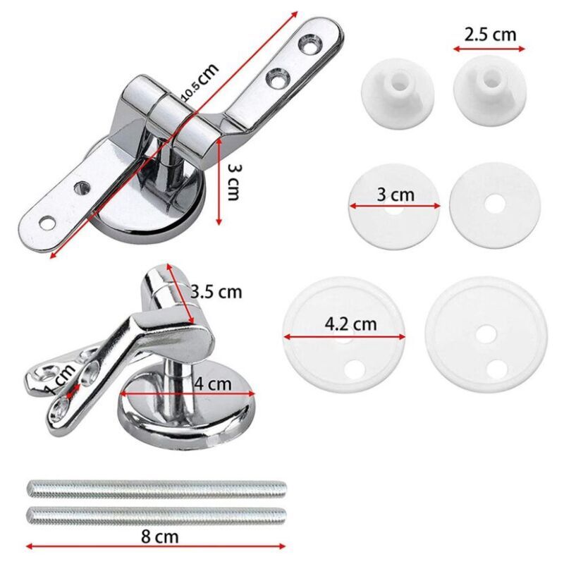 2 Pack Toilet Seat Hinges Replacement with Zinc Alloy Fixings