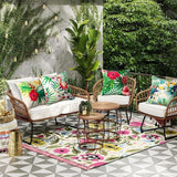 4 Pack Waterproof Outdoor Cushion Covers Tropical Plant Flower Bird Pattern for Patio Sofa, 45 x 45cm - Side View