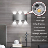 LED Wall Light 18W Indoor Square Aluminum Up Down Lamp Cool White for Bedroom Office Hallway - Top-Down View
