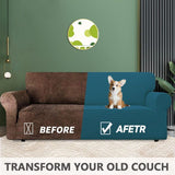 Stretch 2 Seater Sofa Cover with Armrests Dark Green Pet Furniture Protector, 145 to 178cm Width - Front View