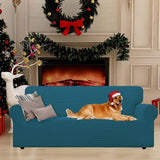 Stretch 2 Seater Sofa Cover with Armrests Dark Green Pet Furniture Protector, 145 to 178cm Width