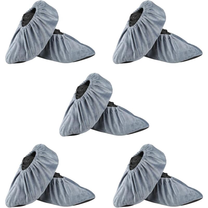 5 Pair Grey Adult Overshoe Covers, EU 37 to 43