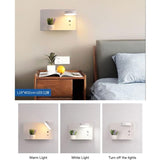Left Side Adjustable LED Wall Light 12W with USB Charging Switch and 3 Color Temperatures, 330 Degree Rotation