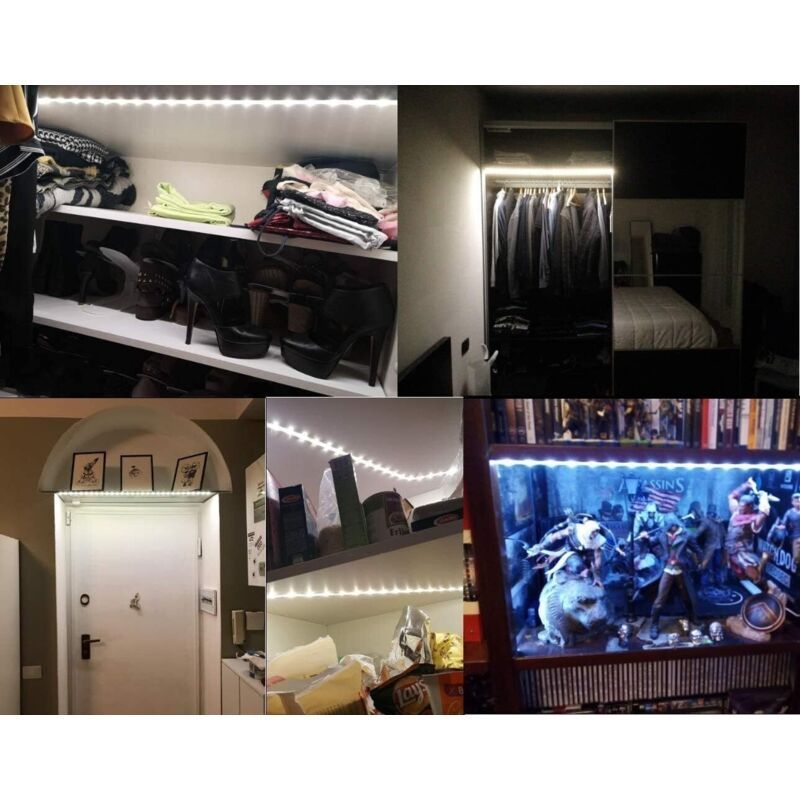 LED Motion Sensor Strip Light Battery Operated Auto On Off for Closet Stairs Kitchen, 1M