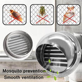 Round Stainless Steel Ventilation Grille with Anti Insect Slats for Exterior Wall Bathroom Kitchen, 150mm - Front View