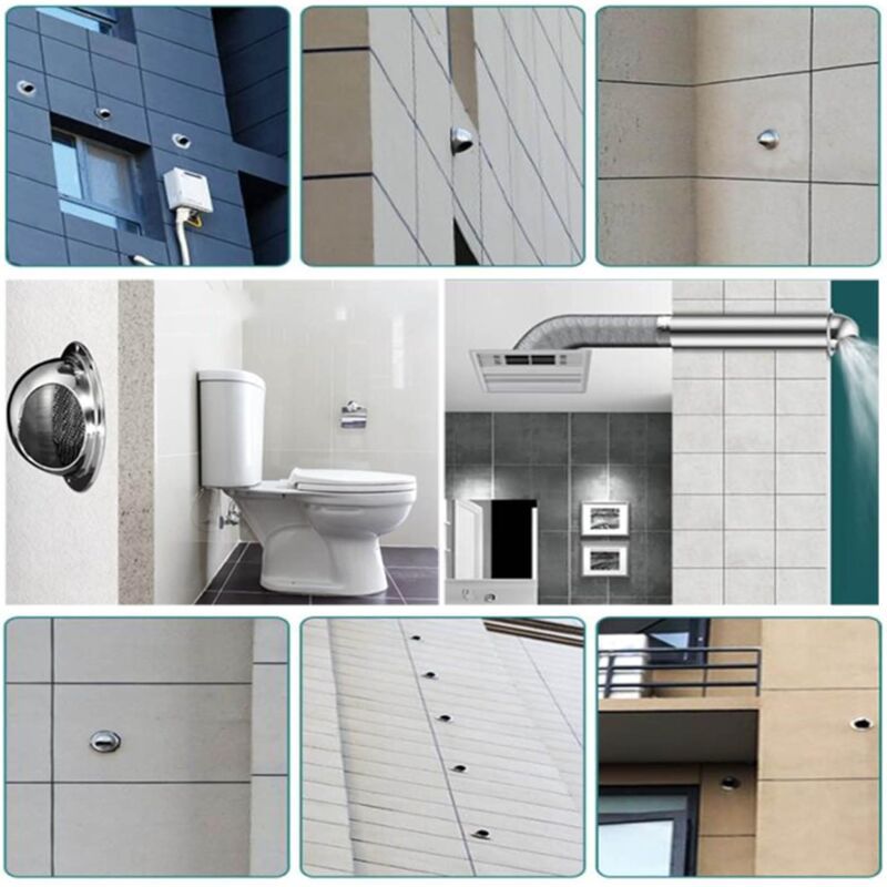 Round Stainless Steel Ventilation Grille with Anti Insect Slats for Exterior Wall Bathroom Kitchen, 150mm