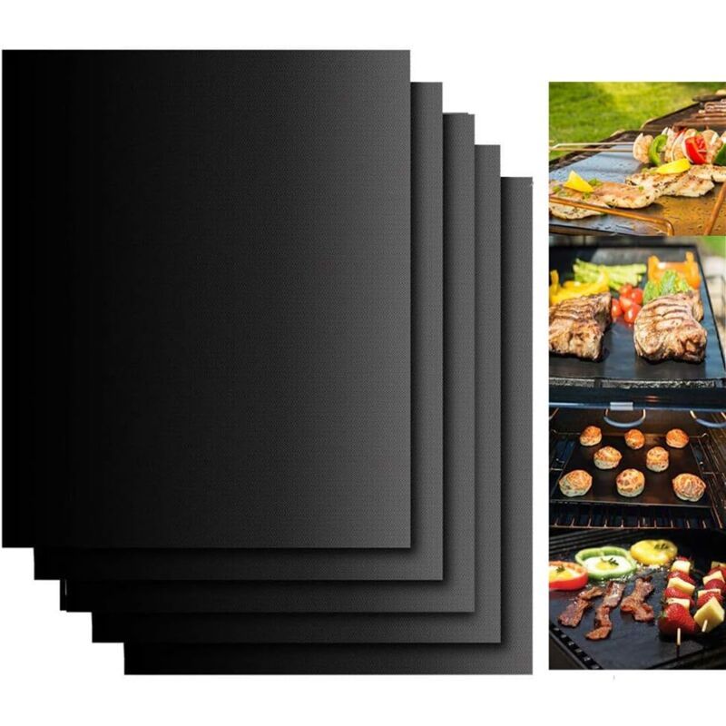 5 Pack Non Stick BBQ Grill Mats Reusable PTFE Teflon Baking Mats for Gas Charcoal Electric Grills