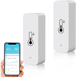2 Pack WiFi Smart Thermometer Mini Digital Temperature Humidity Sensor Compatible with Alexa and Google Home
