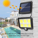 2 Pack 56 LED Outdoor Solar Lights with Motion Sensor IP65 Waterproof and 5M Cable, 120 Degree Angle - Front View