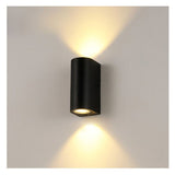 2 Pack Outdoor Wall Lights Aluminum Up Down IP44 Waterproof Black Lamps for Patio Garden Balcony Porch - Front View
