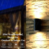 2 Pack Outdoor Wall Lights Aluminum Up Down IP44 Waterproof Black Lamps for Patio Garden Balcony Porch - Side View