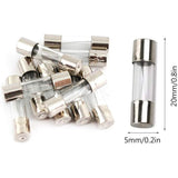 100 Pack Glass Fuse Assortment in Box, 5 x 20mm 0.2A to 20A