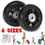 2 Pack Universal Suitcase Replacement Wheels Rubber Silent Multidirectional Luggage Casters, 70 x 19mm - Front View