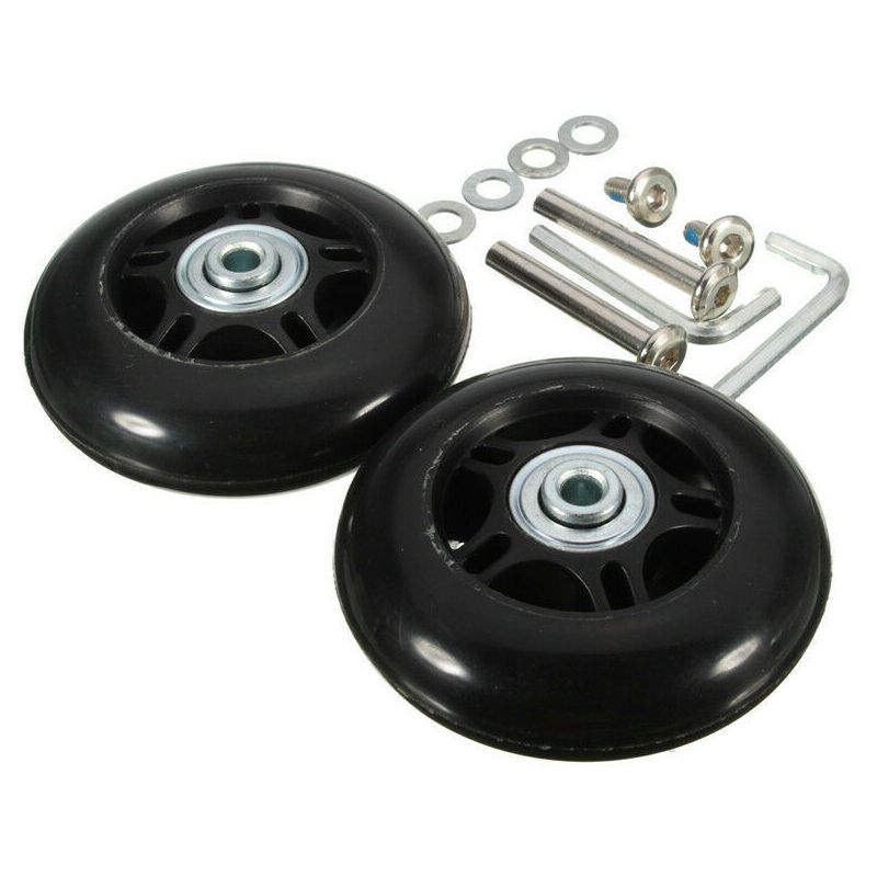 2 Pack Universal Suitcase Replacement Wheels Rubber Silent Multidirectional Luggage Casters, 70 x 19mm