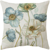 4 Pack Outdoor Cushion Cover, Waterproof Yellow and Blue Flowers Pattern Sofa Pillowcase for Patio Garden Living Room Bedroom Decoration, 45 x 45cm