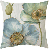 4 Pack Outdoor Cushion Cover, Waterproof Yellow and Blue Flowers Pattern Sofa Pillowcase for Patio Garden Living Room Bedroom Decoration, 45 x 45cm - Side View