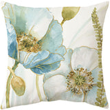 4 Pack Outdoor Cushion Cover, Waterproof Yellow and Blue Flowers Pattern Sofa Pillowcase for Patio Garden Living Room Bedroom Decoration, 45 x 45cm - Top-Down View