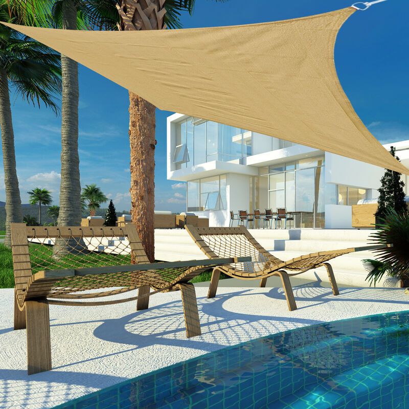 210D Rectangular Shade Sail Solar Canvas Sun Awning Sand, 4 x 6m