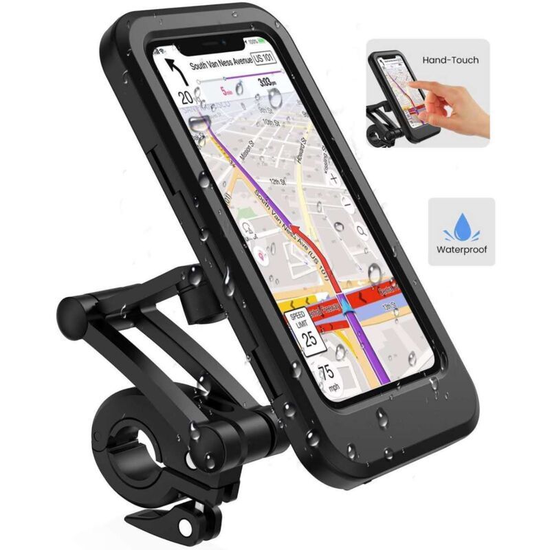 Waterproof Anti Theft Motorcycle Phone Holder Bicycle Phone Mount for 5.5 to 6.7 Inch Phones, 1 inch