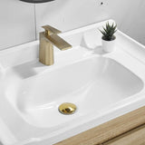 Gold Pop up Sink Drain Without Overflow, Drain Plug with Strainer Basket, Drain Waste for Bathroom Sink Brass - Front View