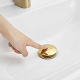 Gold Pop up Sink Drain Without Overflow, Drain Plug with Strainer Basket, Drain Waste for Bathroom Sink Brass